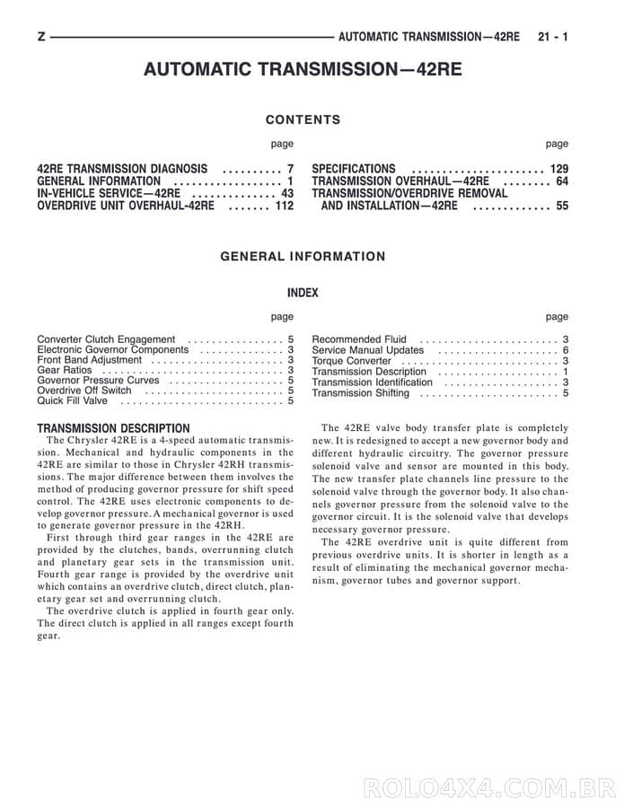 Manual manutenção Cambio Automático ZL Laredo